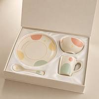 Ensemble de vaisselle en mélamine durable de qualité alimentaire avec impression géométrique pastel moderne pour la cuisine, la salle à manger et le camping