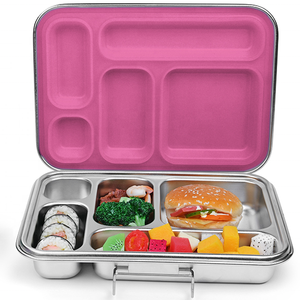 2022 Aohea 2 5 Compart Stainless Steel Metal Tiffin Bento Box Food Container Divided Rectangle
