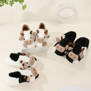Pantuflas Unisex <span class=keywords><strong>de</strong></span> Invierno para Interiores, Diseño <span class=keywords><strong>de</strong></span> Vaca <span class=keywords><strong>de</strong></span> Dibujos Animados, Antideslizantes, <span class=keywords><strong>de</strong></span> Algodón, con Punta Cerrada, para Parejas - Product Image 5