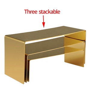 Espositore a U in Acciaio Inox Dorato, Supporti da Banco per Esposizione di Profumi, Borse, Scarpe e Portafogli - Product Image 5