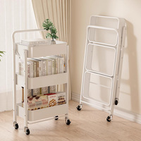 Chariot utilitaire pliable sur mesure OEM/ODM, robuste, à 3 niveaux, avec roulettes, fourni directement par l'usine pour les commandes en gros