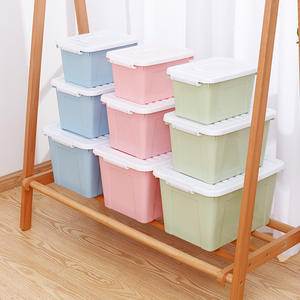 Boîte de rangement en plastique rectangulaire avec couvercle, organisateur portable de grande capacité pour jouets, rangement de chambre à coucher, armoire, JS-SN811 - Product Image 5