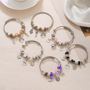 Bracelet à breloques en titane Panjia Fashion Explosion, motif végétal, pendentif Arbre de Vie, électroplaqué, bijoux <span class=keywords><strong>haut</strong></span> de gamme pour le bureau/<span class=keywords><strong>la</strong></span> carrière - Product Image 1