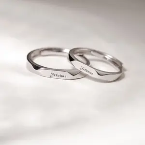 Moissanite 925 סטרלינג כסף זוג טבעת חתונה Valentine's Day מתנה טבעת לנשים וגברים/