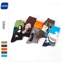 Chaussettes en coton pour hommes, nouvelle collection, motif peinture à l'huile, art célèbre, série de personnages amusants, vente en gros