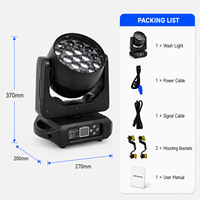 Projecteur LED mobile 19x15W RGBW 4-en-1 avec zoom 8-50 degrés, contrôle par anneau, DMX512 et RDM pour DJ, événements, discothèques et bars