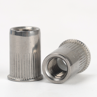 Insert fileté à tête fraisée moletée en acier inoxydable 304, à extrémité ouverte, M3-M12, pour boîtiers en tôle