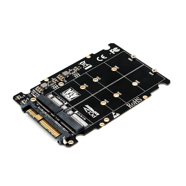 2 in 1 M.2 NVMe SSD or M.2 SATA SSD to U.2 (SFF-8639) Host Interface Expansion Card