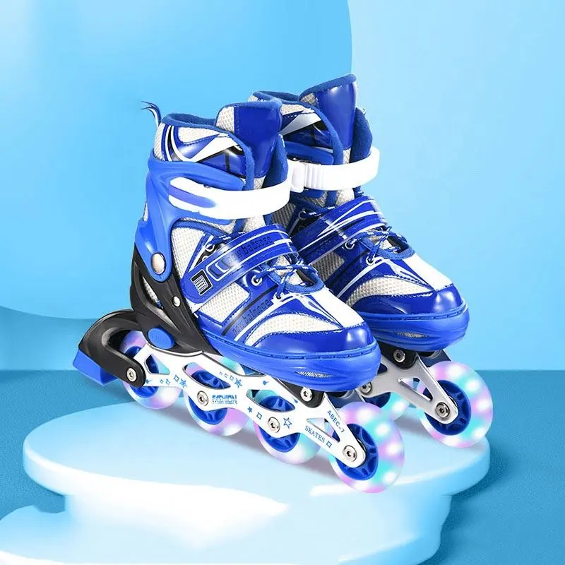 Shoes With Wheels 2 Row Glitter Flashing Roller Skates 4 Wheel Women Adults Man Roller Skates Quad Skates