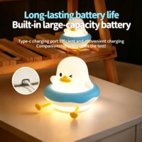 Veilleuse en silicone en forme de canard mignon, rechargeable, commande tactile, variateur d'intensité, minuterie, lampe LED pour bébé, chambre d'enfant, décoration de chambre, cadeau