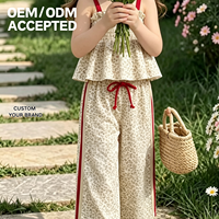 Ensemble personnalisé pour bébé et petite fille, 95% coton, 5% élasthanne, imprimé léopard, haut sans manches et pantalon long, tenue pour filles