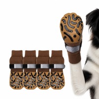 Chaussettes antidérapantes personnalisées OEM pour chien, lot de 2, tricotées, à adhérence standard épaisse, avec sangles, protection des pattes pour sols en bois dur