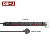 Rack-PDU mit 8 Universalsteckdosen, Einzelner Schutzschalter, 13A 3250W, 1,5mm² Kabel, 2m Verlängerung, Server-Rack-Steckdosenleiste