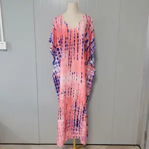 Hotsale sıcak satış kadın plaj mayo Smock kravat boya Resort Bikini güneş koruma kıyafeti rahat gece elbisesi