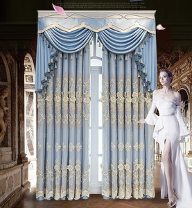 Rideau prêt à l'emploi personnalisé Double pli isolé thermiquement motif 3D broderie florale rideau de fenêtre de salon occultant - Product Image 4