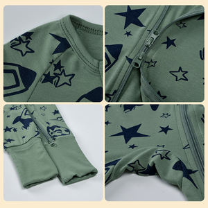 Vêtements pour nouveau-nés personnalisés, fille et garçon, pyjamas, soleil, fleur, papillon, lune, pieds, fermeture éclair sur le devant, pyjama pour bébé en bambou - Product Image 3