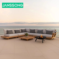 Ensemble de canapés de jardin en teck imperméable pour extérieur, mobilier de loisirs pour villa, canapé d'extérieur en bois massif, ensemble de jardin