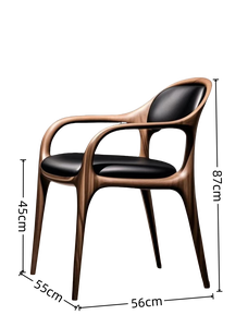 Sedia da Pranzo Moderna Nordica Minimalista in Legno di Noce Massiccio con <span class=keywords><strong>Schienale</strong></span> <span class=keywords><strong>Alto</strong></span> in <span class=keywords><strong>Pelle</strong></span> per Arredamento Casa - Product Image 6