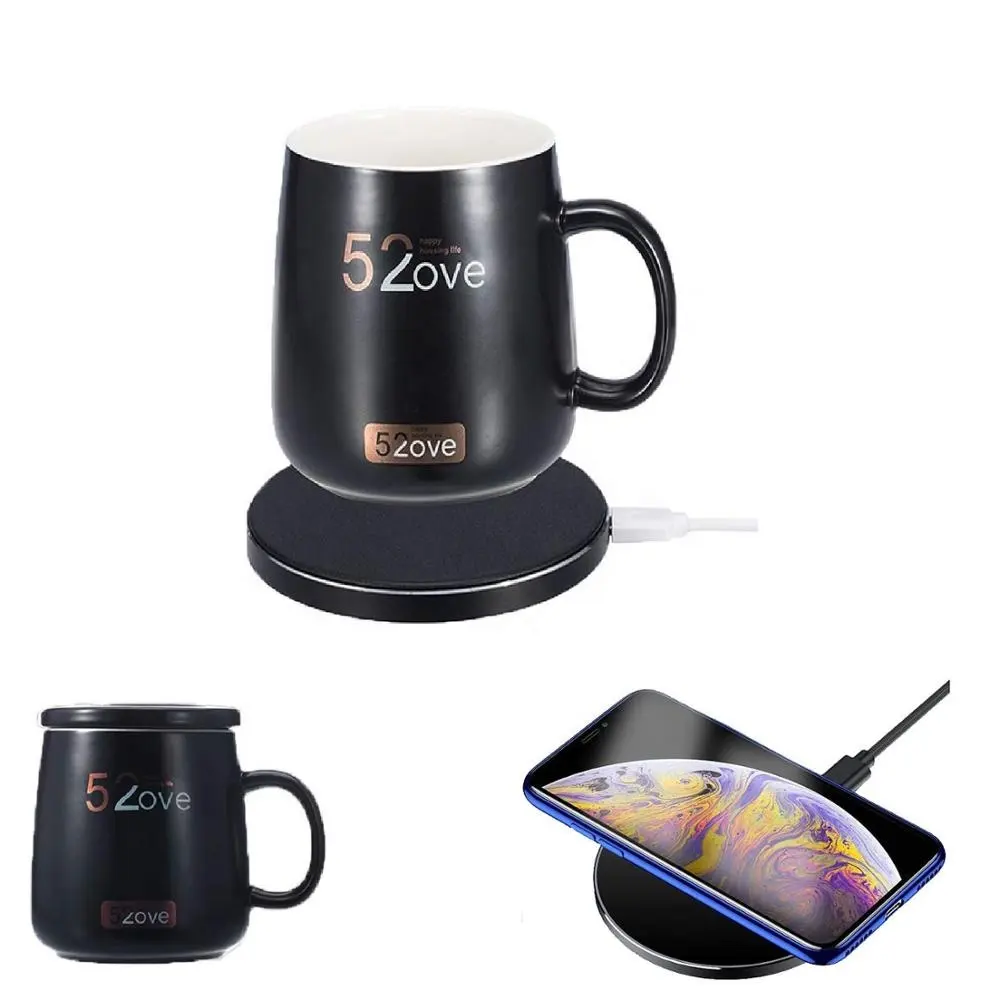 New 2 in 1 Wireless charger heating coffee mug warmer,charge all Devices enables Qi standard intelligent constant temperature