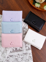 Dompet Lucu Warna Permen Ceri Sederhana Dompet Koin Wanita 3 Lipat Bordir Buah Tas Uang Kecil Tas Jepit untuk Wanita