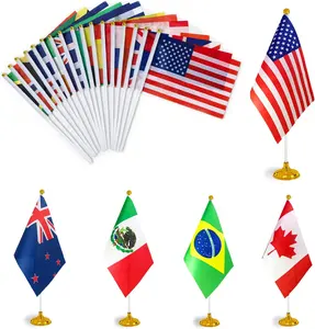 खेल आयोजन बड़े देशों का झंडा विश्व राष्ट्रीय टेबल ध्वज स्टैंड बेस के साथ छोटे मिनी देश अंतर्राष्ट्रीय डेस्क झंडे