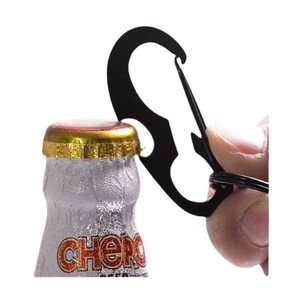 Porte-clés décapsuleur en acier inoxydable avec anneau en D Black Beetle, capacité de charge de 15 kg, outil EDC multifonctionnel - Product Image 2