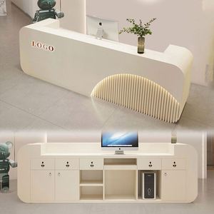 Mostrador de Recepción de Terrazo Naranja, Diseño Personalizado para Tienda de Moda, Salón de Belleza - Product Image 6