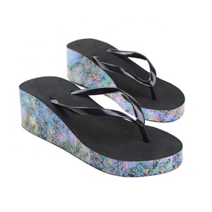 Design Soft <strong>Elastic</strong> <strong>Sandal</strong> Sole High Heel Sublimation Slipper, High Wedge <strong>Sandal</strong> Flip Flops Print with Platform, Eva Fashion PVC - Product Image 5