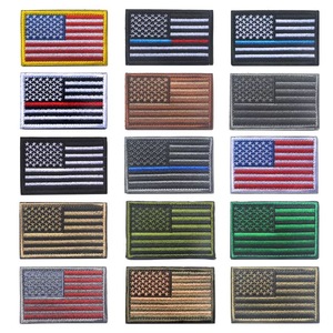 Etichetta <span class=keywords><strong>in</strong></span> tessuto denim ricamata 3D con stelle e strisce americane, distintivi per spalla sinistra e destra, colori multipli - Product Image 3