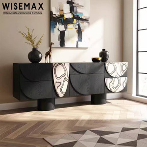 WISEMAX FURNITURE Italian Minimalist Living Room Furniture Solid Wood Storage Cabinet Creative Black <strong>Kitchen</strong> <strong>Sideboard</strong> <strong>for</strong> Hotel - Product Image 1