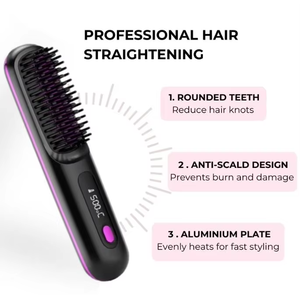 New Popular LCD USB Charging Ceramic <b>Heating</b> Electric <b>Comb</b> Flat Hair Straightener Wireless Portable Hair <b>Comb</b> - Product Image 4