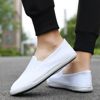 Chaussures de travail en toile blanche pour hommes et femmes, respirantes, antidérapantes, plates, pour l'industrie alimentaire