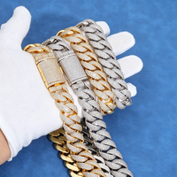 Chaîne cubaine NUOYA à 5 rangs entièrement pavée de moissanite, 20 mm, épaisse, en argent sterling 925 pour homme, passe le test du diamant