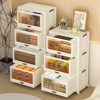 Boîte de rangement pliante en plastique de nouveau style avec porte coulissante
