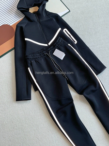 Ensemble de survêtement unisexe <span class=keywords><strong>à</strong></span> capuche avec bande réfléchissante et logo, pantalon <span class=keywords><strong>à</strong></span> revers pour activités sportives en extérieur - Product Image 6