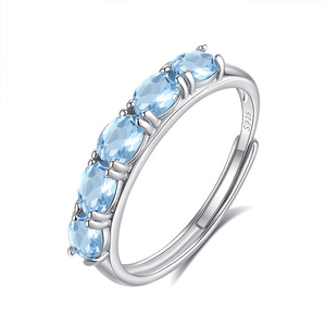 9 Best Selling 925 Silver White Gold Plated Color Gemstone <b>Ring</b> Adjustable 3*4mm Oval Cut Natural Stones Stack Jewelry <b>For</b> <b>Girls</b> - Product Image 1