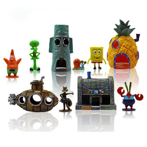 Decorazione per Acquario <span class=keywords><strong>SpongeBob</strong></span> SquarePants Casa dell'Ananas Set Completo di Ornamenti Piccoli Nascondiglio per Pesciolini Guppy Sottomarino in PVC - Product Image 2