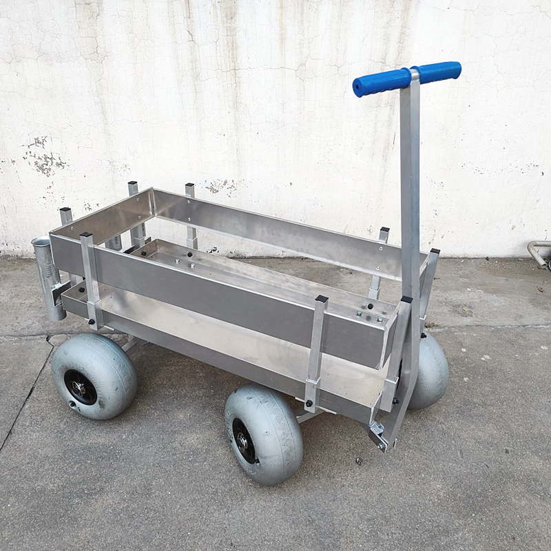 Hot Sale Aluminium Fishing Cart Four Balloon Wheels 100kg Load Capacity Portable OEM Customizable Beach Fishing Trolley Tools