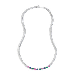 <b>Copper</b> Set Colorful Oval Zircon Heavy Weight Necklace Hip Hop Premium Tennis <b>Chain</b> Jewelry Tanjing Fashion Lijing Necklace - Product Image 5