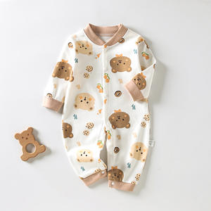 Automne décontracté Super mignon <span class=keywords><strong>combinaison</strong></span> coton peigné imprimé bébé barboteuse manches longues tricoté Homewear pour nouveau-nés ramper bébés - Product Image 2