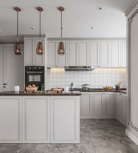 Armoire de cuisine blanche de style shaker, sur mesure, en bois massif américain, armoires de rangement modulaires, design de meubles de cuisine - Product Image 1