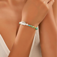 Bracelet vintage classique en perles turquoise menthe pour les occasions de mariage et de fête
