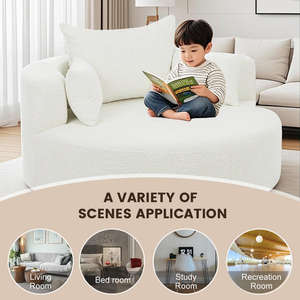 工場価格 おしゃれなリビングルーム家具 くつろぎソファ カラーカスタマイズ可能 ホテル向け 家庭用 ゆったりとした丸型 布製ソフトソファ - Product Image 5