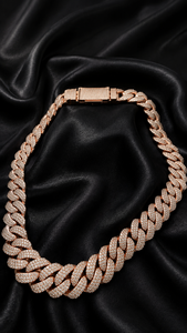 Cadena de Plata con Moissanita Helada, Collar de Eslabones Estilo Hip Hop, Joyería de Lujo a la Moda, Haalo Jewels HJ010, Chapado en Oro - Product Image 4