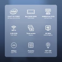 Mini PC haut de gamme petit ordinateur de bureau Portable Intel Core i5-1135G7 Max 64 Go DDR4 4K 60HZ Mini PC de jeu