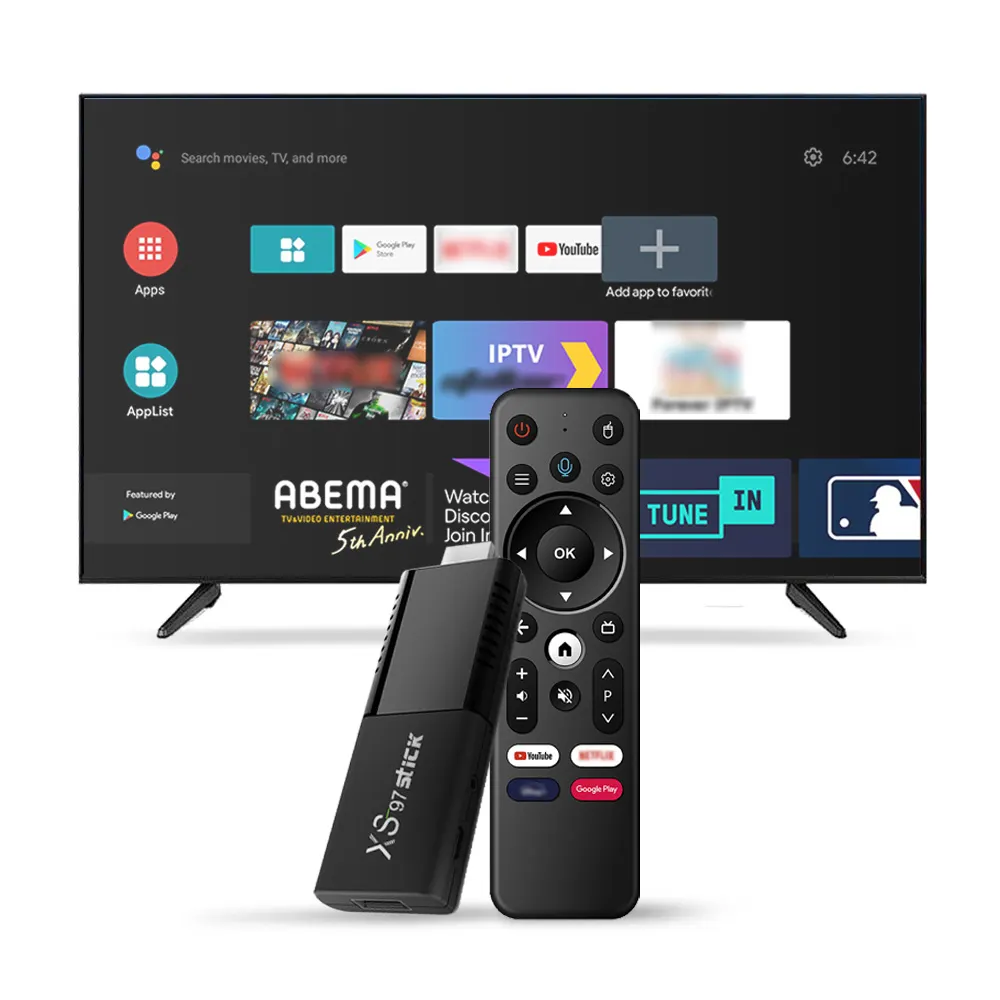 Groothandel Xs97 Stick 4K Smart Iptv App Gebouwd In Atvse Android Tvsticks 4K Tv Stick Met Afstandsbediening