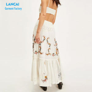 Women's Custom Fashion Summer <b>Skirts</b> for Women Bohemian 100% Cotton Long <b>White</b> Embroidery <b>Maxi</b> <b>Skirt</b> Womens <b>Skirts</b> - Product Image 2