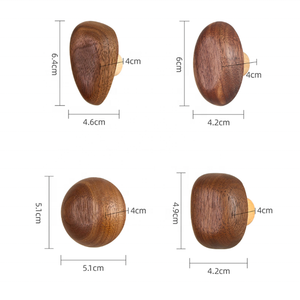 Crochets muraux en bois de noyer noir en forme de <span class=keywords><strong>galet</strong></span> pour suspendre des chapeaux, crochets multi-usages pour mur et derrière la porte - Product Image 2