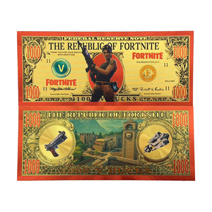Billet de banque en feuille d'or 1000 <span class=keywords><strong>V</strong></span>-Bucks à collectionner - Souvenir inspiré <span class=keywords><strong>des</strong></span> jeux vidéo, Billet de banque décoratif en or, Cadeau pour les fans et les joueurs - Product Image 1