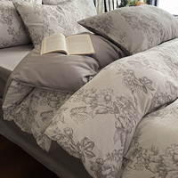 Parure de lit de luxe 200 fils en coton teint 100% avec housse de couette et draps, motif texturé tissé